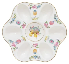 Porcelánový tanier na vajcia Jarné kvety 21 cm