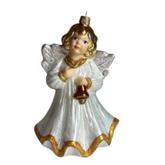 Sběratelská skleněná ozdoba na stromeček Anděl se zvonkem