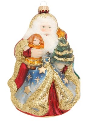 Collectible glass ornament for Santa tree with gifts