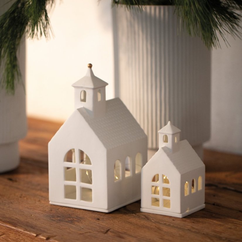 Porcelánový svícen Domek - Kaple 22,5 cm