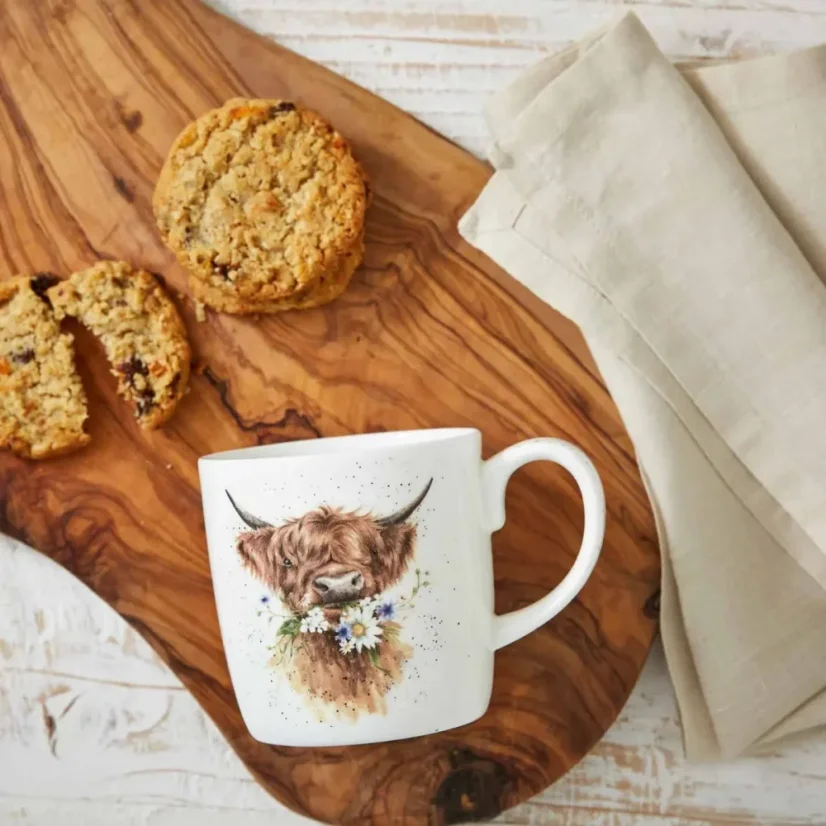 Large porcelain mug Scottish cow - Thank you 400 ml