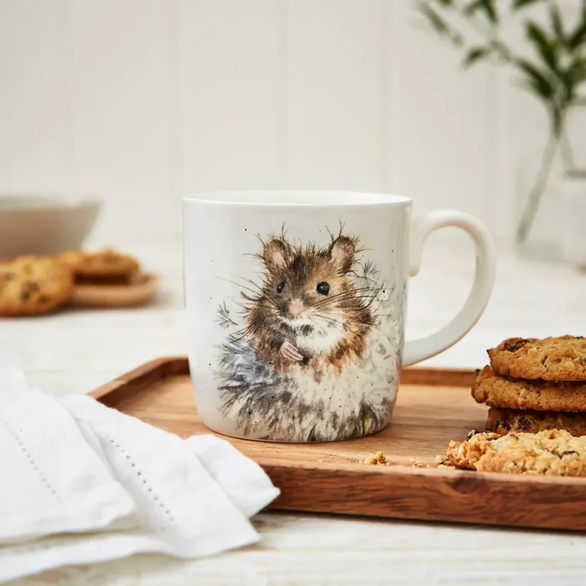 Large porcelain mug Mouse on dandelion 400 ml