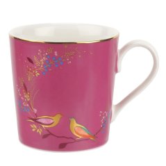 Porcelain mug with 22k gold Birds - pink 340 ml