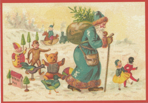 Vianočné pohľadnice Santa a hračky