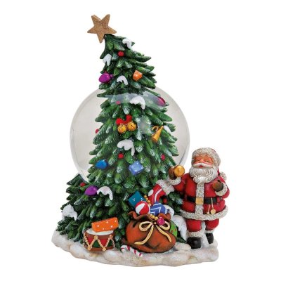 Schneeball mit Spieluhr Weihnachtsmann am Baum 20 cm