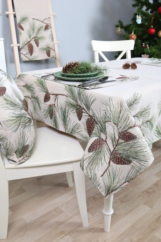 Christmas tablecloth with motif Pinecones - Size: 140x140 cm