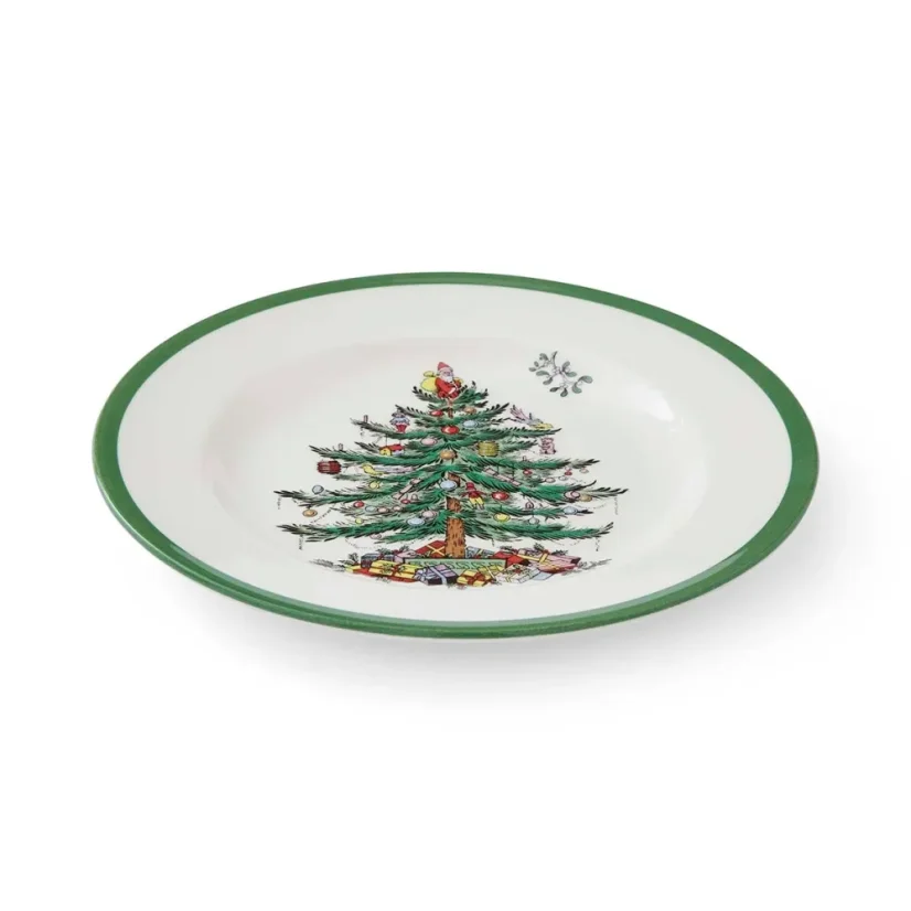 Stoneware dessert plate Retro Christmas tree 20 cm