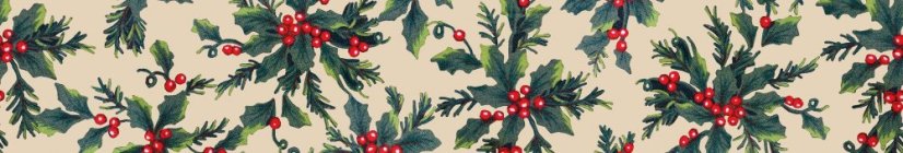 Christmas fabric ribbon holly and berries 3,8 cm x 15 meters