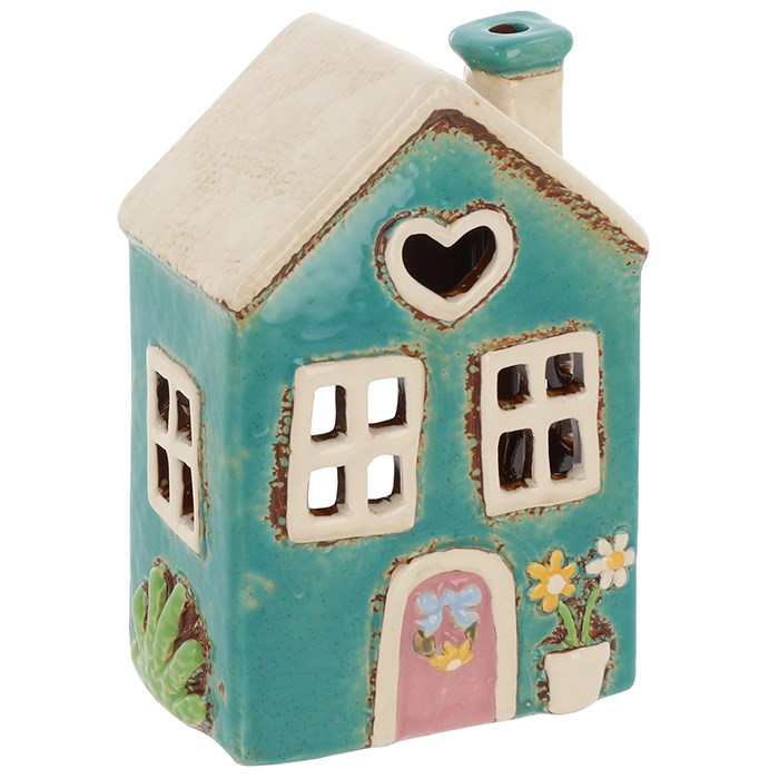 Keramik-Kerzenhalter Haus 15 cm
