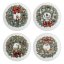 Sada 4 kusů kameninových talířů Vánoční věnce 12,5 cm
