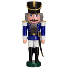 Collectible wooden figure Nutcracker Hussar blue 28 cm