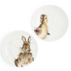 Sada porcelánových talířů Kachňátko a zajíček 2 ks