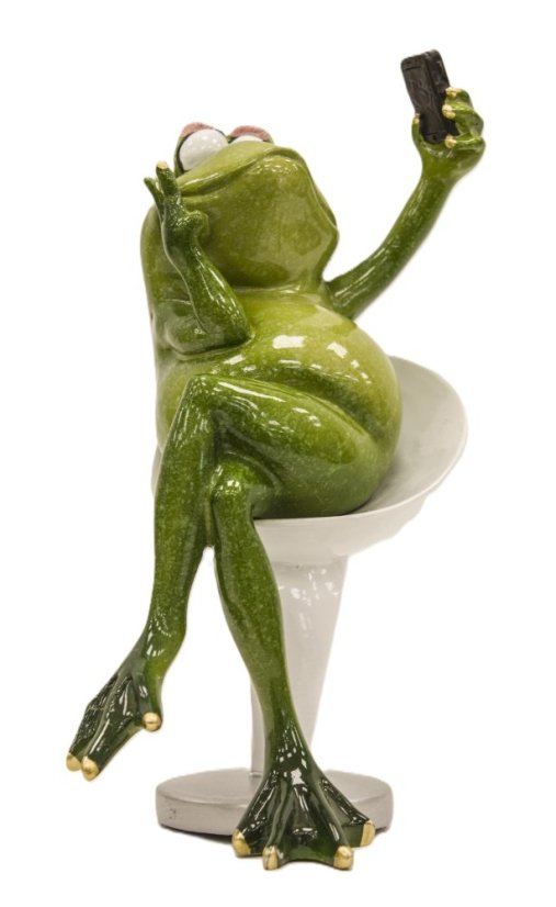 Frog statue with telephone