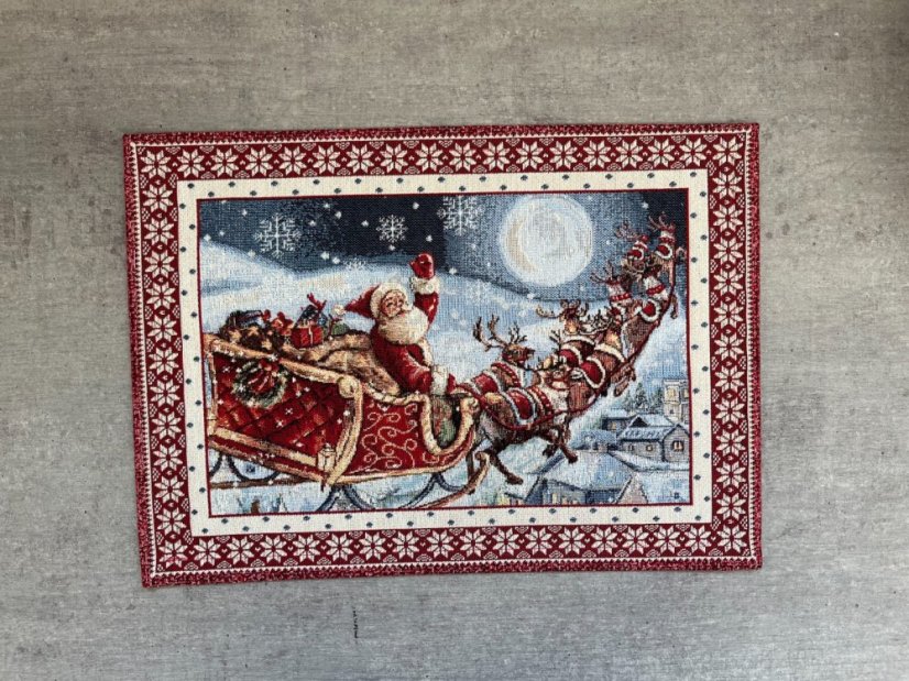 Vianočná podložka so Santom na saniach 35x45 cm