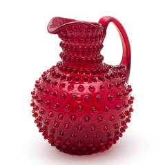 Ručne fúkaný sklenený džbán Tmavo červená 2 litre
