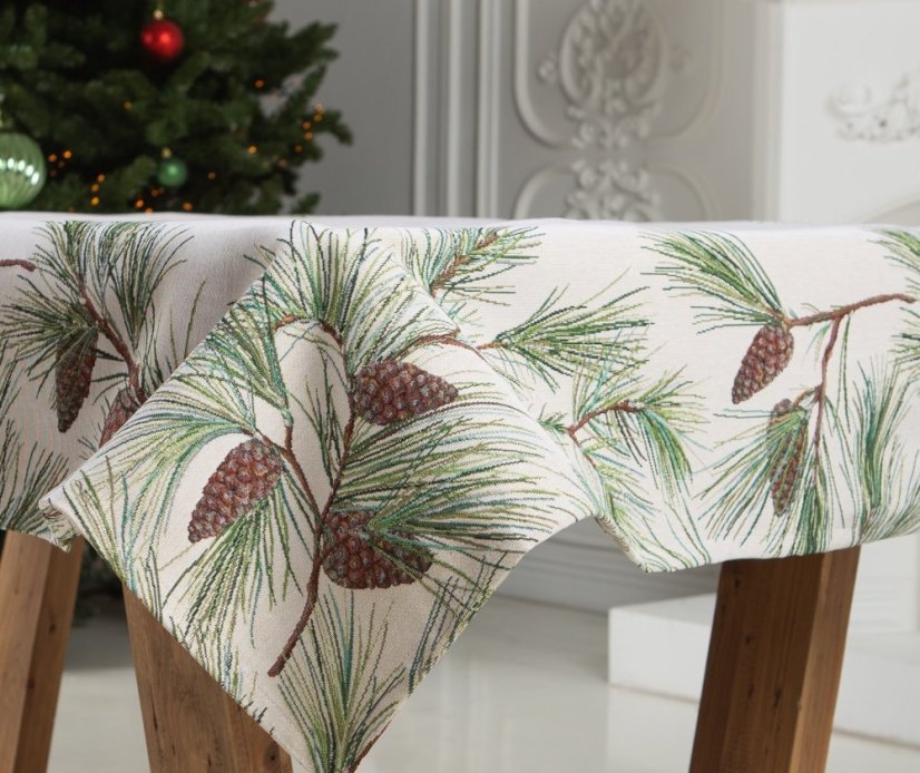 Christmas tablecloth with motif Pinecones - Size: 140x240 cm