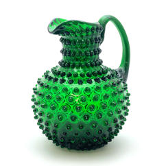 Ručně foukaný skleněný džbán Tmavě zelený 2 litry