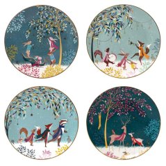Sada porcelánových tanierov s 22-karátovým zlatom Winter magic 4 ks