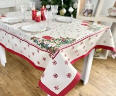 Świąteczny obrus gobelinowy z motywem płatków śniegu