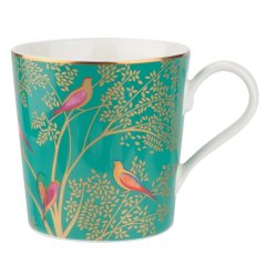 Porcelain mug with 22k gold Birds - green 340 ml