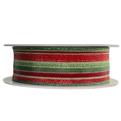 Christmas Fabric Ribbon Striped 3 cm x 15 metres