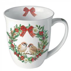 Porcelánový vánoční hrnek Vrabčáci 400 ml