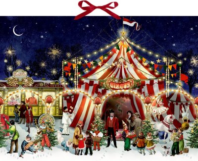 Wand-Adventskalender Weihnachtszirkus 52x38 cm