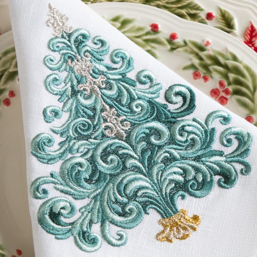 Sada lněných ubrousků Vánoční stromek 6 ks