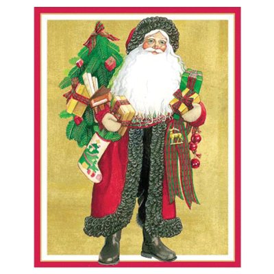 Christmas card Santa with presents 10 x 12 cm