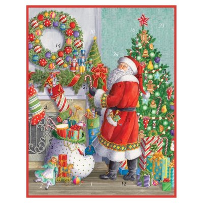 Bild Adventskalender Weihnachtsmann am Feuer 32x41 cm
