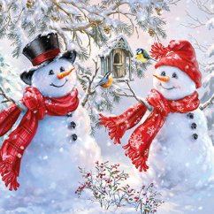 Christmas paper napkins Pair of snowmen 20 pcs