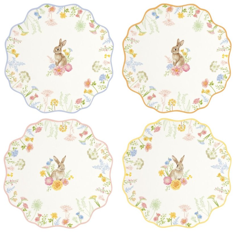Satz von 4 Porzellan Dessertteller Osterhase 21 cm