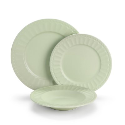 Kamionkowy zestaw jadalny dla 6 osób Pastelowa zieleń 18 szt.