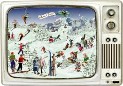 Postcard miniature advent calendar Retro TV 8,5x6 cm