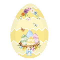 Porcelánový servírovací talíř Velikonoční vajíčko žlutý