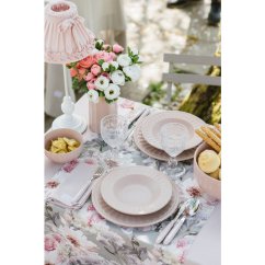 Kameninová jídelní sada pro 6 osob Pastelově růžová 18 ks