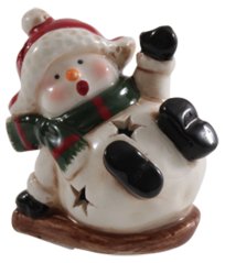 LED candle holder Small snowman 6 cm