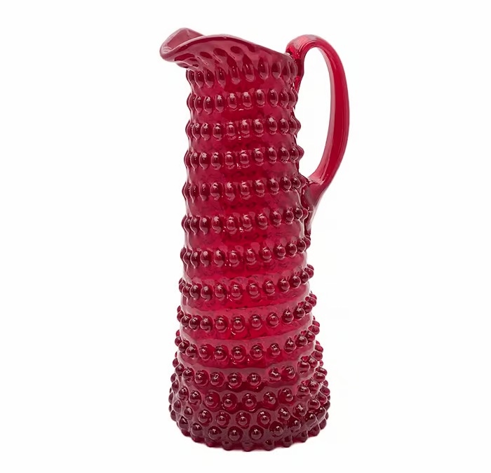 Ręcznie dmuchany szklany dzbanek Ciemnoczerwony 1,2 litra