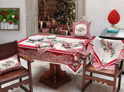 Tapestry Christmas pillowcase with Christmas decorations red 45x45 cm