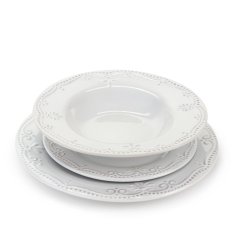 Stoneware dining set for 6 persons Retro Relief 18 pcs