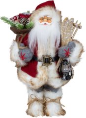 Vianočná dekorácia Santa v červenom kabáte s lyžami 30 cm