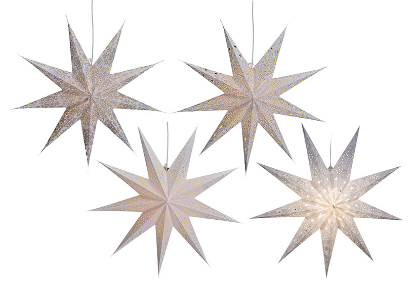 White poinsettia 9-point decoration 60 cm