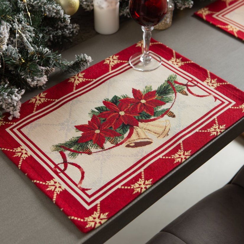 Tapestry Christmas placemat with bells motif 35x45 cm