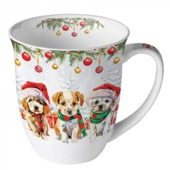 Porzellan Weihnachtsbecher Drei Welpen 400 ml