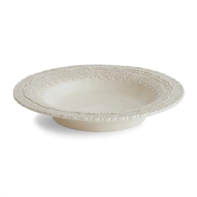 Keramický talíř na polévku s krajkou Elegance krémový – 23,5 cm