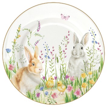 Porcelánový dezertní talíř Velikonoční zajíčky 19 cm