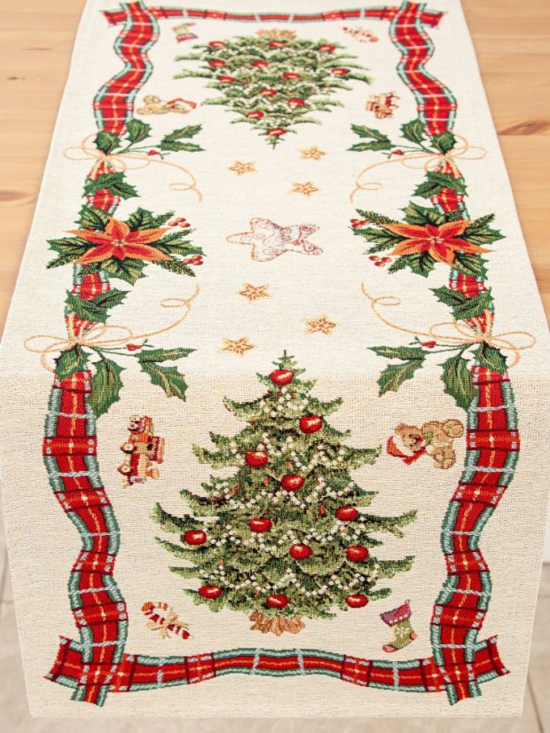 Vianočný behúň s motívom vianočného stromčeka 40x100 cm