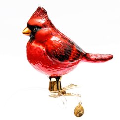 Sběratelská skleněná ozdoba na stromeček Kardinál červený