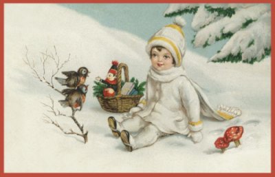 Christmas card Girl in the snow