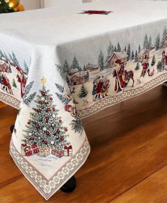 Vánoční ubrus s motivem Santa a dětí
